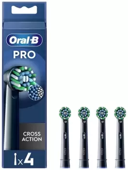 Image of Oral B Cross Action Replacement Heads Black Toothbrush 4Pcs