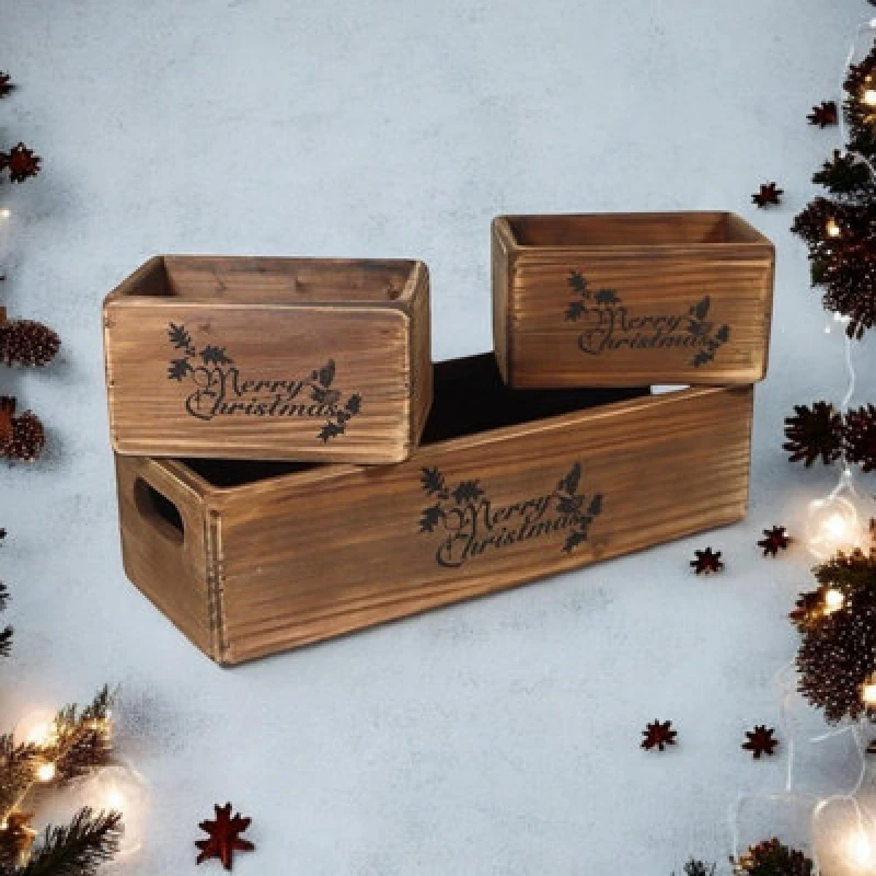 Image of Minster "merry Christmas" - Wooden Boxes (Set Of 3)