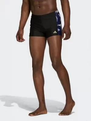 Image of adidas Graphic Swim Briefs, Black/Blue, Size L, Men