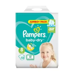 Image of Pampers Baby Dry Size 8 Jumbo Plus Pack 52 Nappies