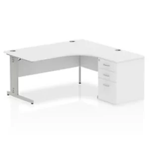 Image of Dynamic Corner Right Hand Desk White MFC Cable Managed Cantilever Leg Grey Frame Impulse 1600/1630 x 800/600 x 730mm