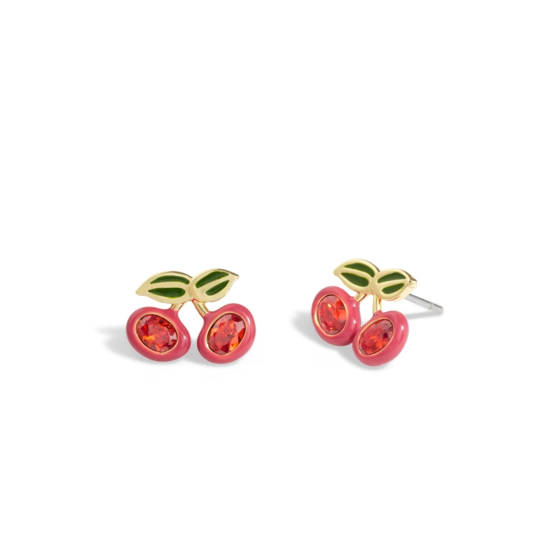 Image of Coach Womens Junior Cherry Stud Earrings RED/GOLD female One Size