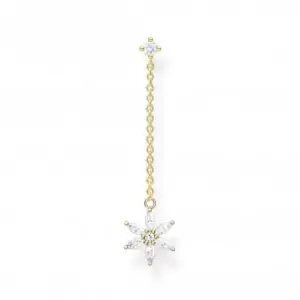 Image of Gold Plated Zirconia White Flower Single Earring H2198-414-14