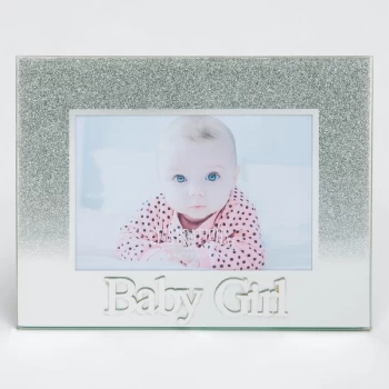 Image of 5" x 3.5" Silver Glitter Glass Frame - Baby Girl