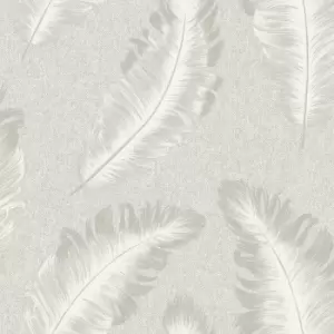 Image of Belgravia Decor Ciara Glitter Feather Silver Textured Wallpaper