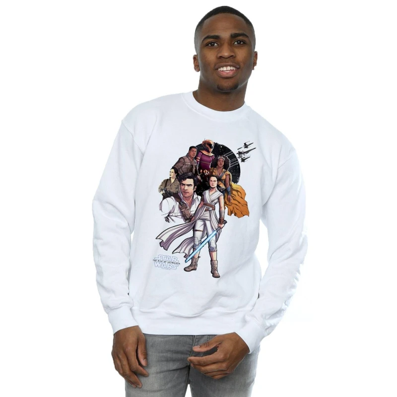 Image of Disney Men Star Wars The Rise Of Skywalker Resistance Illustration Sweatshirt in White Size: Small White S Male 5059400147131