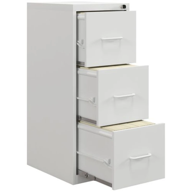 Image of HOMCOM 3 Drawer Filing Cabinet Steel File Cabinet for A4 Letter Size White 924-083V01WT