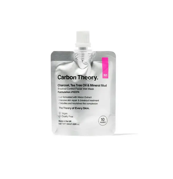 Image of Carbon Theory Charcoal, Tea Tree Oil & Mineral Mud Breakout Control Facial Wet Mask 50ml
