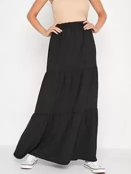 Image of Long Tall Sally Long Tall Sally Crepe Tiered Maxi Skirt - Black, Size 10, Women