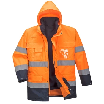 Image of Portwest Lite 3 in 1 Hi Vis Jacket and Detachable Fleece Orange / Navy S