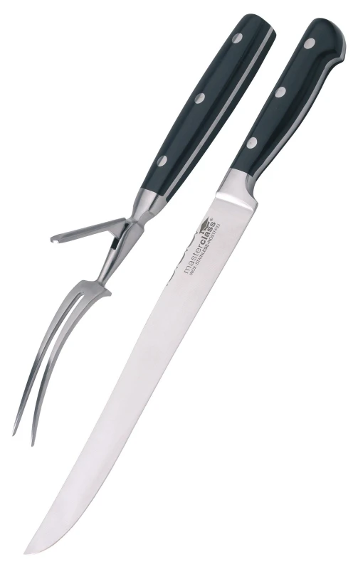 Image of Masterclass Deluxe 2 Piece Traditional Carving Set Silver