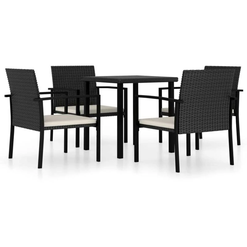 Image of VIDAXL 5 Piece Outdoor Dining Set Poly Rattan Black Vidaxl 8720286943274