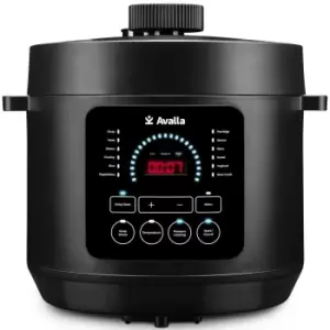 Image of Avalla K-90 6L Smart Pressure Cooker With Slow Cook, Steam, Warm, Saute - Black