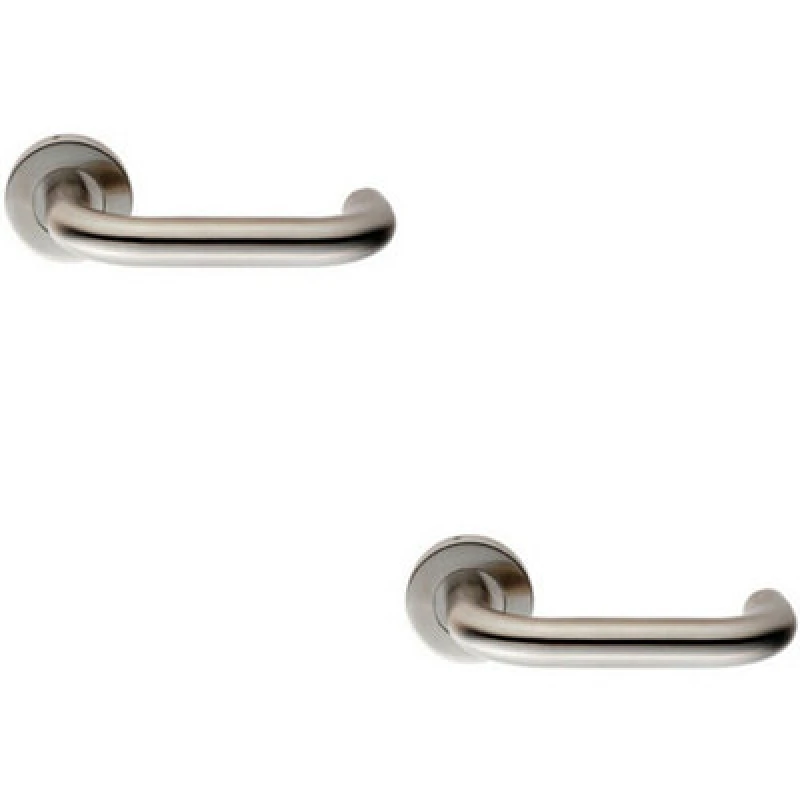 Image of Loops 2x PAIR 19mm Round Bar Safety Handle on Round Rose Concealed Fix Satin Steel Metallics