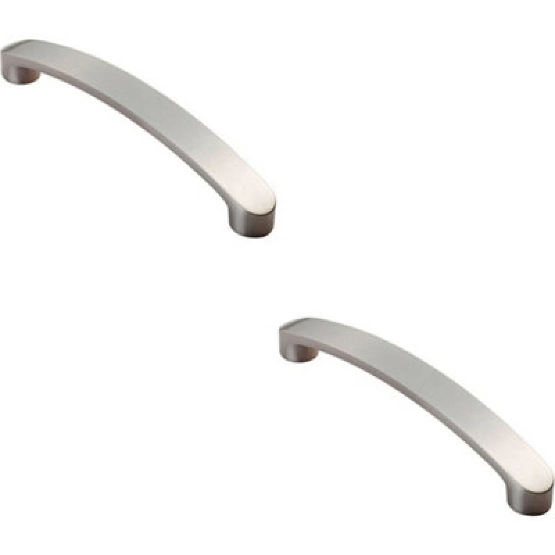 Image of Loops 2x Flat Fronted Bow Pull Handle 140 x 12mm 128mm Fixing Centres Satin Nickel Metallics unisex