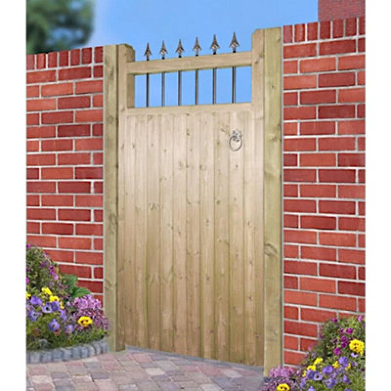 Image of Burbage Iron Craft Hampto Tall Single Wooden Garden Gate 900mm Wide X 1800mm High Hat12