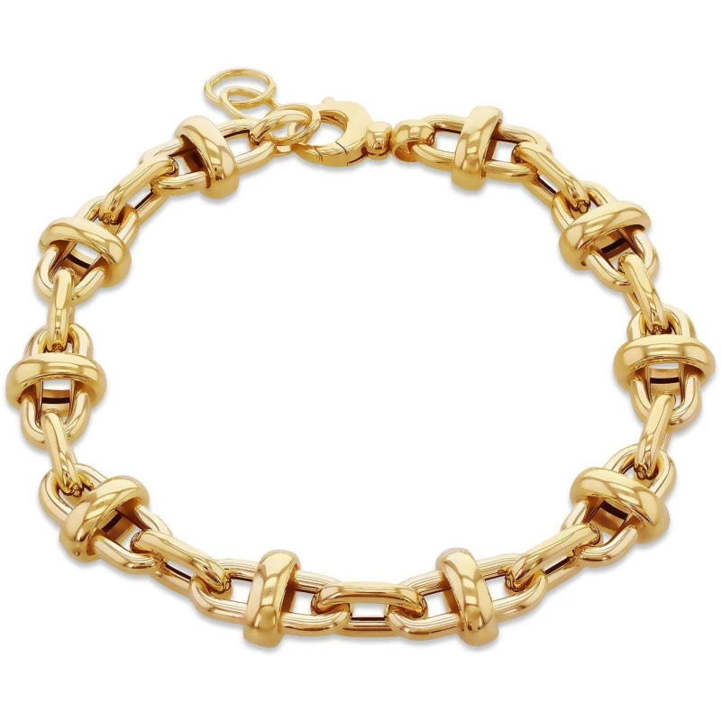 Image of Be You 9ct Gold Oval link with Round Link Yellow Gold female 7.5in