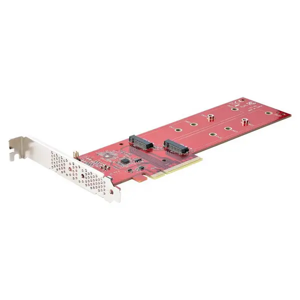 Image of Startech Dual M.2 PCIe SSD Adapter Card PCIe x8 / x16 to Dual NVMe or AHCI M.2 SSDs PCI Express 4.0 7.8GBps/Drive Bifurcation Required - Windows/Linux