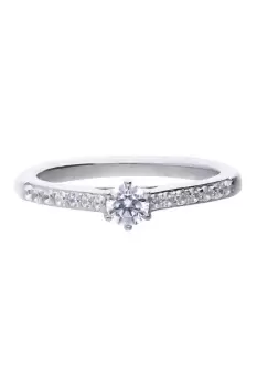 Image of Sterling Silver Clear Cubic Zirconia Round Solitaire Ring