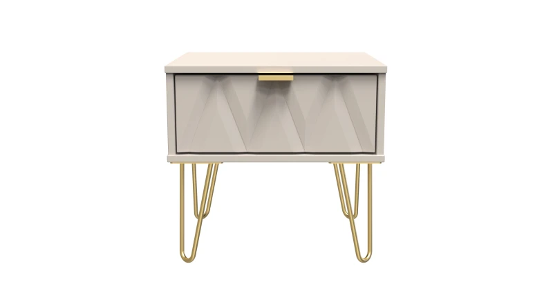 Image of Pesaro Ready Assembled Cashmere 1 Drawer Bedside Table (H)410mm (W)450mm (D)395mm