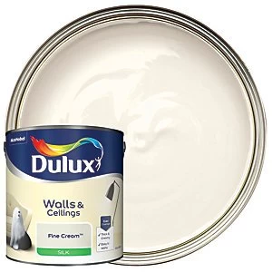 Image of Dulux Walls & Ceilings Fine Cream Silk Emulsion Paint 2.5L