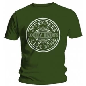 Image of The Beatles Lonely Hearts Mens Green T Shirt: XXL