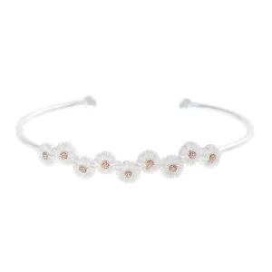 Image of Ladies Olivia Burton Two-Tone Steel and Rose Plate 3D Daisy Bangle OBJ16DAB11