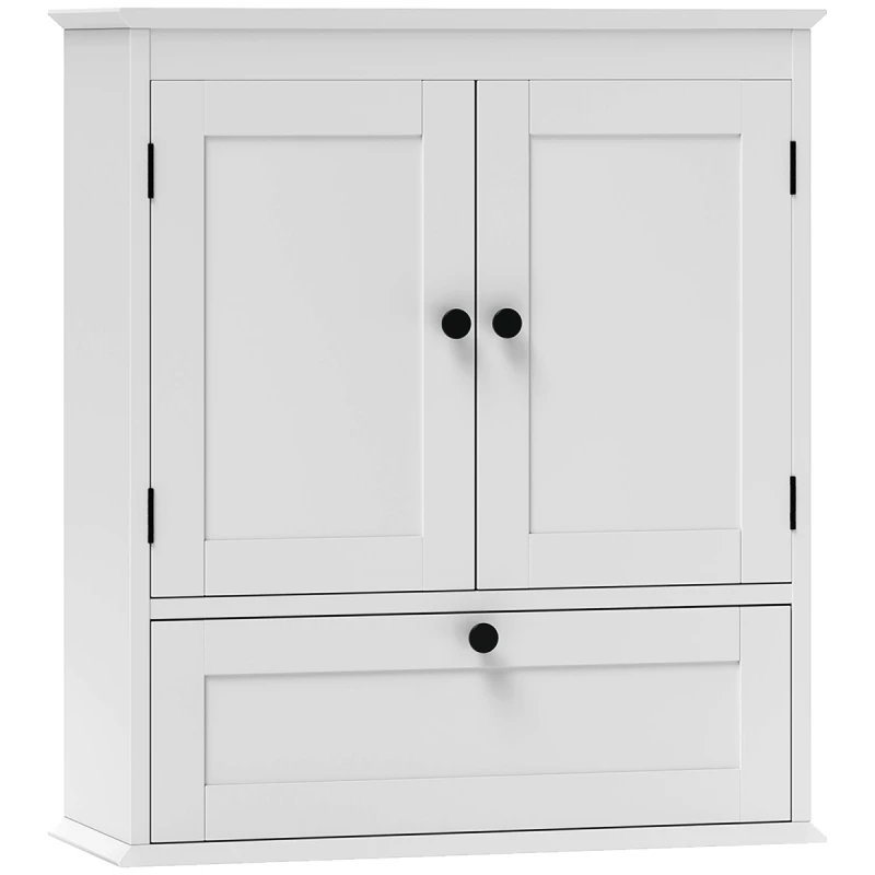 Image of HOMCOM HOMCOM Bathroom Cabinet Wall Mounted with Adjustable Shelf, White White One Size Unisex 5063603059337