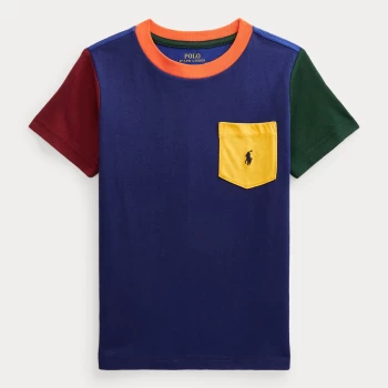 Image of Ralph Lauren Boys' Colour Block T-Shirt - Fall Royal Multi - 8 Years