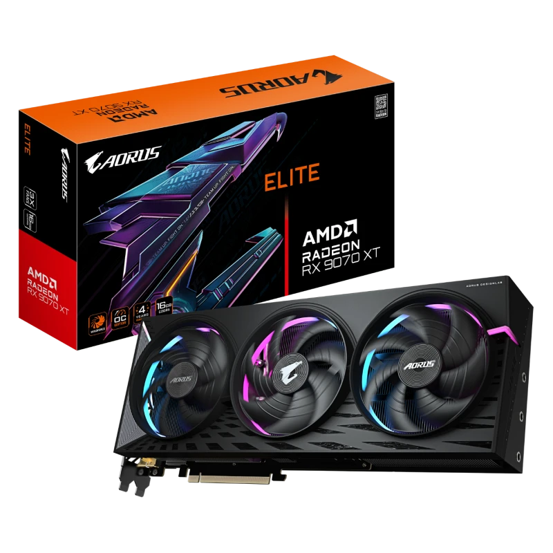 Image of Gigabyte AORUS Radeon RX 9070 XT ELITE 16G GDDR6 16GB Graphics Card - GV-R9070XTAORUS E-16GD