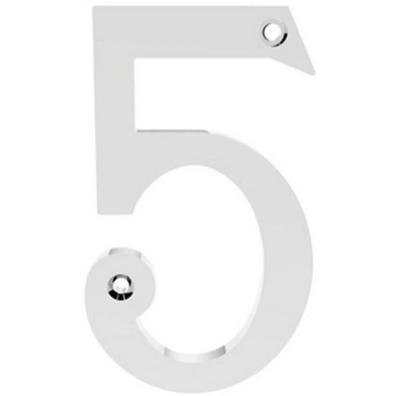 Image of Loops Polished Chrome Door Number 5 75mm Height 4mm Depth House Numeral Plaque Multi