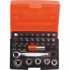 Image of Bahco 26 Piece 1/4" Drive Hex Socket and Screwdriver Bit Set Metric 1/4"