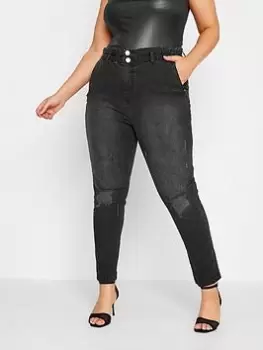 Image of Yours Ripped Elastic Waist Jean - Black, Size 20, Women