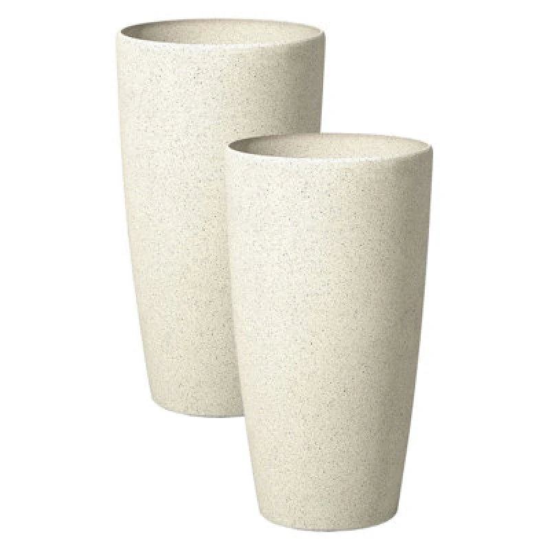 Image of Beliani Set Of 2 Plant Pots Abdera 23cm Light Beige