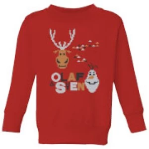Image of Disney Frozen Olaf and Sven Kids Christmas Sweatshirt - Red - 7-8 Years