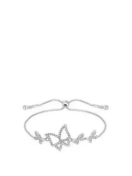 Image of Jon Richard Silver Cubic Zirconia Butterfly Bracelet