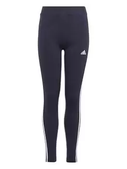 Image of adidas Sportswear Girls Junior Essentials 3 Stripe Legging, Navy, Size 7-8 Years