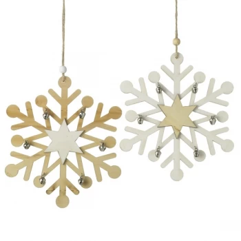 Image of Large Wooden Snowflake Hanging Decorations (Set of 2)