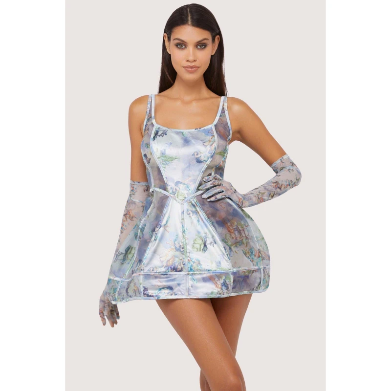 Image of Wolf and Whistle Gracie Renaissance Printed Boned Underbust Dress Print female 8