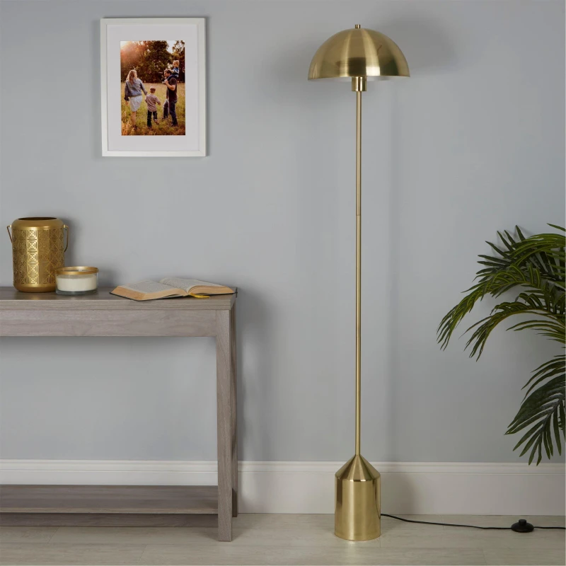 Image of Lighting Collection Satin Brass Dome Floor Lamp Brass unisex One Size