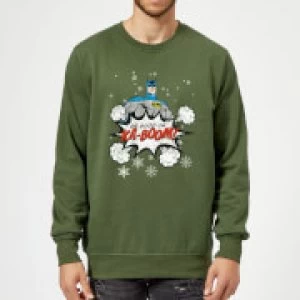 Image of DC Comics Originals Batman Be Good Or Kaboom Green Christmas Sweatshirt - S - Green