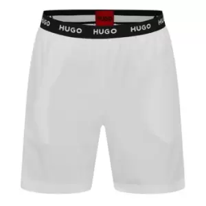 Image of Hugo Woven Logo Pyjama Shorts - White