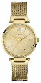 Image of Guess Womens SOHO Gold Pvd Plate, Crystal W0638L2 Watch