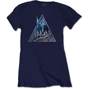 Image of Def Leppard - Triangle Logo Womens Medium T-Shirt - Blue