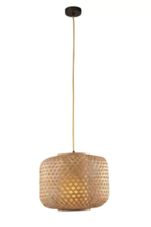 Image of ZEN Cylindrical Pendant Ceiling Light Wood 40x31cm