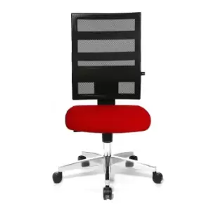 Image of Topstar X-PANDER office swivel chair, mesh back rest with elastic rubber strips, Black / red