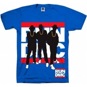 Image of Run DMC Silhouette Blue Mens T Shirt: Medium
