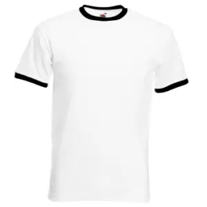 Image of Fruit Of The Loom Mens Ringer Short Sleeve T-Shirt (L) (White/Black)