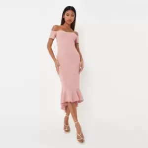 Image of Missguided Ss Fishtail Midi Dress - Pink