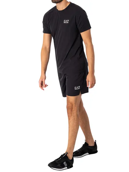 Image of EA7 Logo Ventus Shorts and T-Shirt Set Black/White M